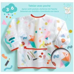 Djeco Grembiule Con Tasca, Adesivi e Matite, Per Bambini Da 3 a 6 Anni, Muriel