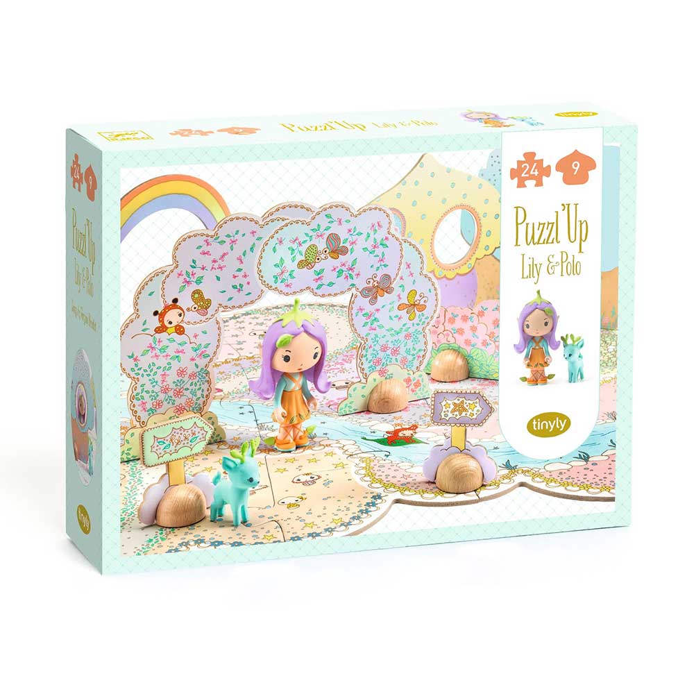 Djeco Tinyly Puzzl’Up Lily, Puzzle 33 Pezzi con Scenario e Personaggi