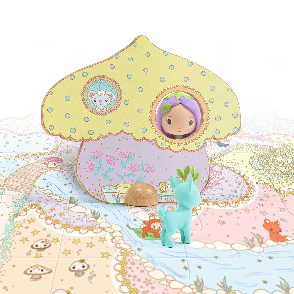 Djeco Tinyly Puzzl’Up Lily, Puzzle 33 Pezzi con Scenario e Personaggi