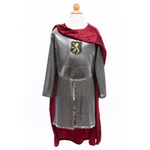 Great Pretenders Set Cavaliere Argento, Tunica, Mantello, Corona, Taglia Elasticizzata 5-6 anni
