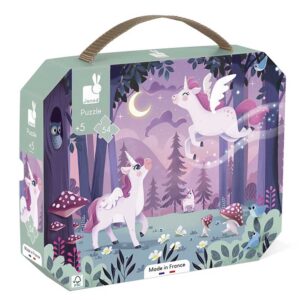 Janod Puzzle Per Bambini In Valigetta Rettangolare 54 Pz, Unicorno