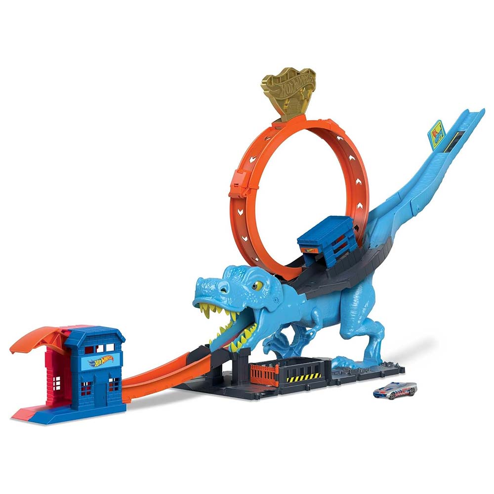 Hot Wheels City, Pista Playset, T-Rex Attacco Sferzante
