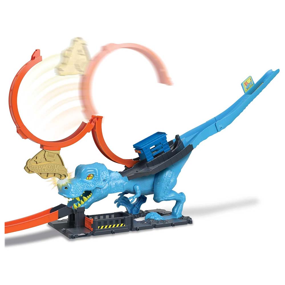 Hot Wheels City, Pista Playset, T-Rex Attacco Sferzante