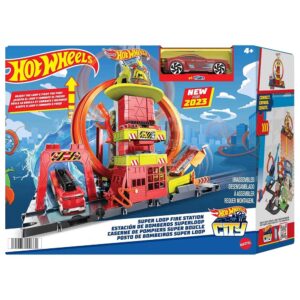 Hot Wheels City, Pista Playset, Caserma dei Pompieri con Super Loop