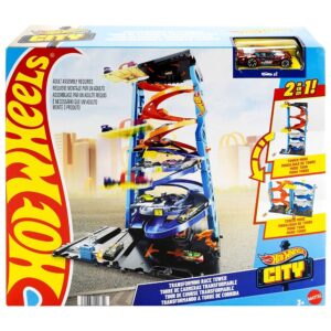 Hot Wheels City, Pista Playset, Garage Torre Trasformabile 2 In 1