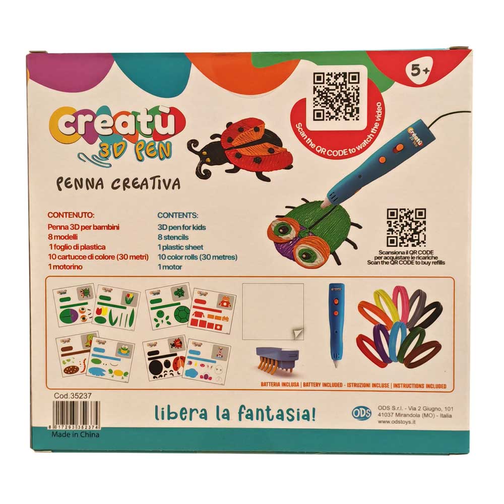 ODS Penna 3D Creatù Con Accessori e Ricariche