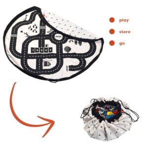 Play&Go, Sacca Tappetino Da Gioco Ø140 Cm e Borsa Portaoggetti 2 In 1 - Roadmap