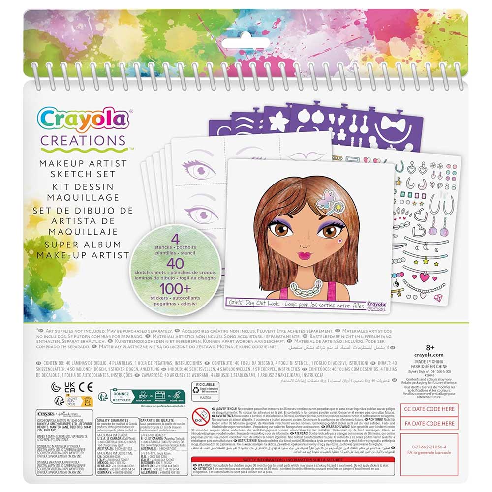 Crayola Creations, Super Album Make-Up Artist, per Disegnare Con Stencil e Stickers