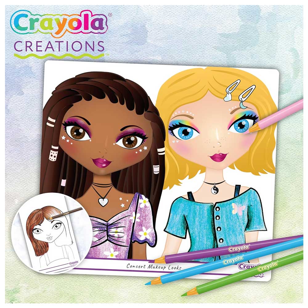 Crayola Creations, Super Album Make-Up Artist, per Disegnare Con Stencil e Stickers