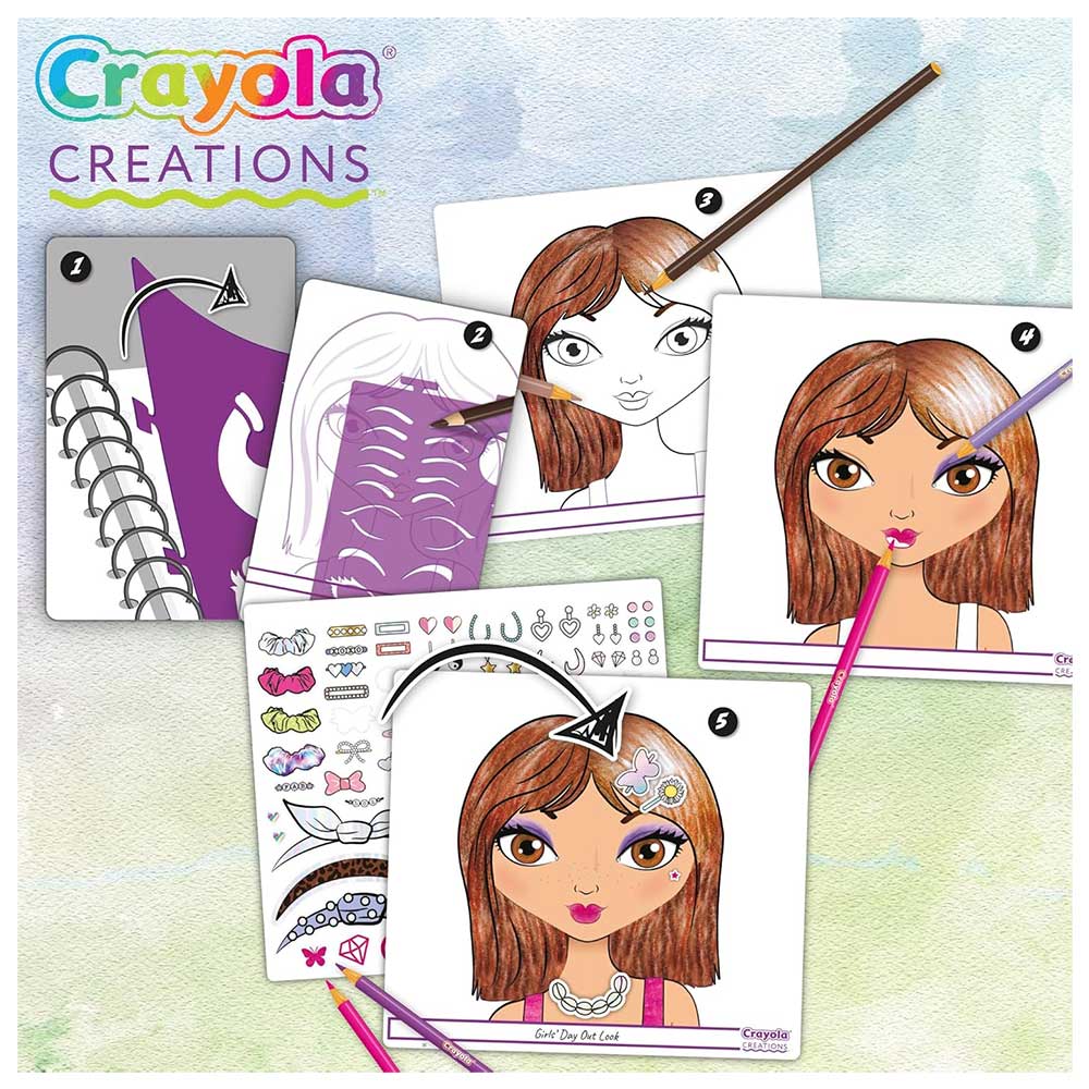 Crayola Creations, Super Album Make-Up Artist, per Disegnare Con Stencil e Stickers