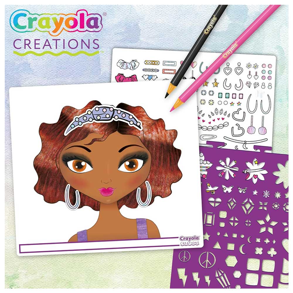 Crayola Creations, Super Album Make-Up Artist, per Disegnare Con Stencil e Stickers