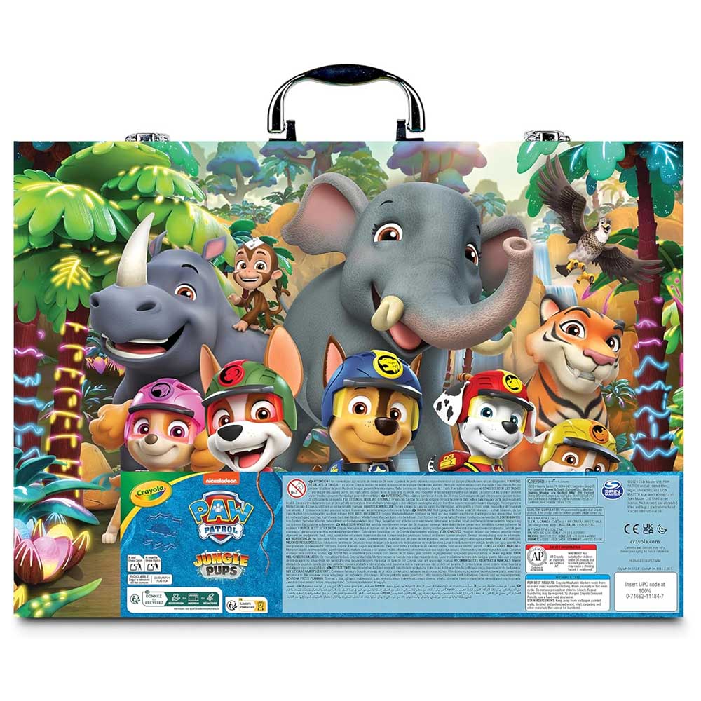 Crayola Valigetta Dell'Artista Dipingi e Crea, 128 Pezzi, Paw Patrol Jungle Pups