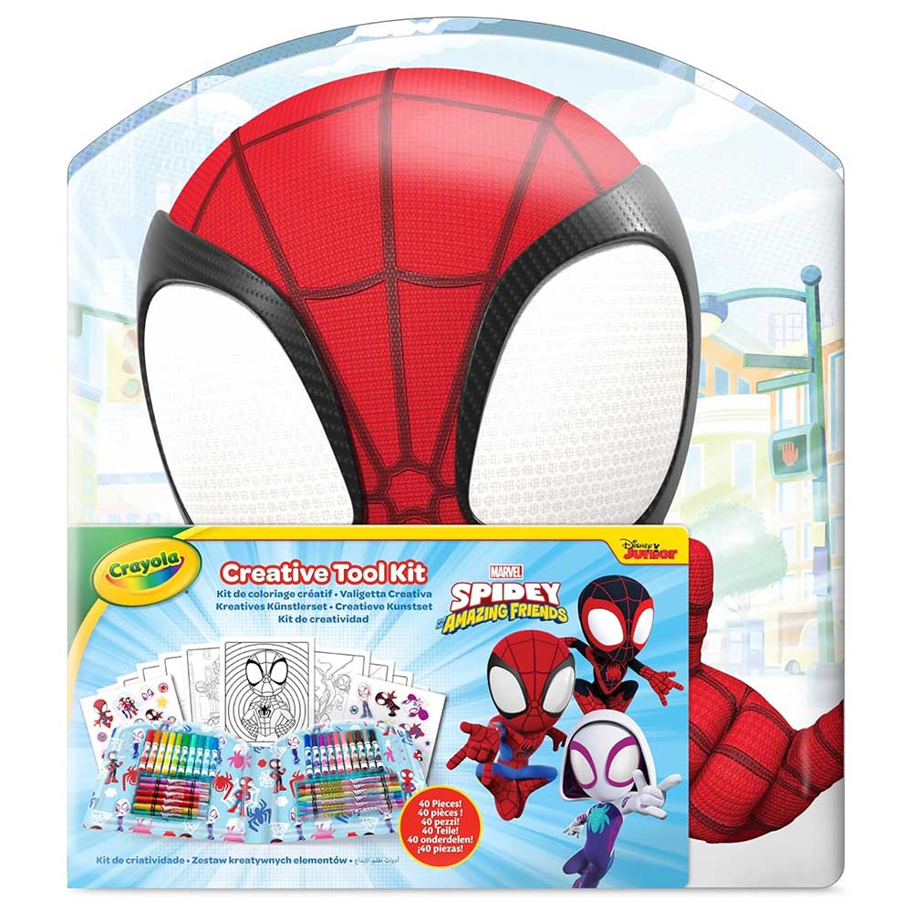 Crayola Valigetta Creativa Spidey, 40 Pezzi, Pennarelli Lavabili Matite e Adesivi