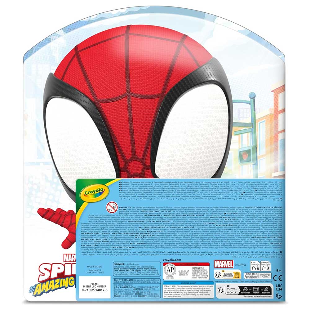 Crayola Valigetta Creativa Spidey, 40 Pezzi, Pennarelli Lavabili Matite e Adesivi