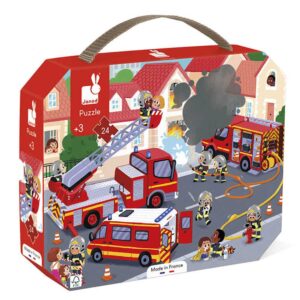 Janod Puzzle Per Bambini In Valigetta Rettangolare 24 Pz, Pompieri