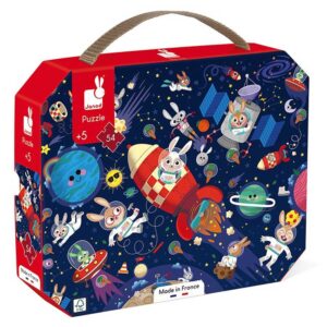 Janod Puzzle Per Bambini In Valigetta Rettangolare 54 Pz, Razzo