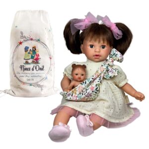 Nines D'Onil, Bambola Cm 40 In Sacca, Alex Con Bebè Crema