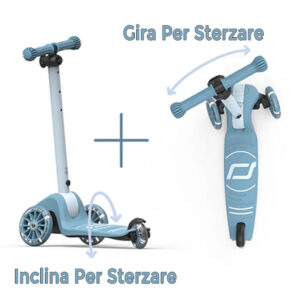Scoot and Ride Highwaykick 3S, Monopattino 3 Ruote Manubrio Pieghevole Luci Led, Blu