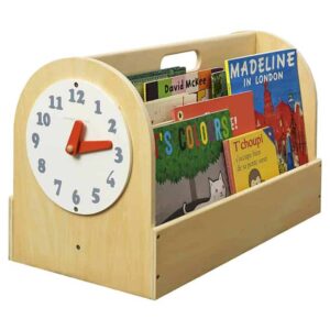 Tidy-Books Libreria Portatile Naturale, Per Bambini Con Orologio L31xP55xH35 Cm