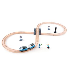 Hape Set Pista Con Treno Set Di Sicurezza Con Circuito A 8 107x46x10 Cm