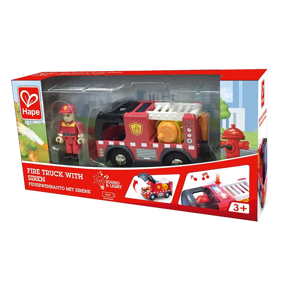 Hape Camion Dei Pompieri Ruote Libere, Con Sirena Funzionante e Personaggio