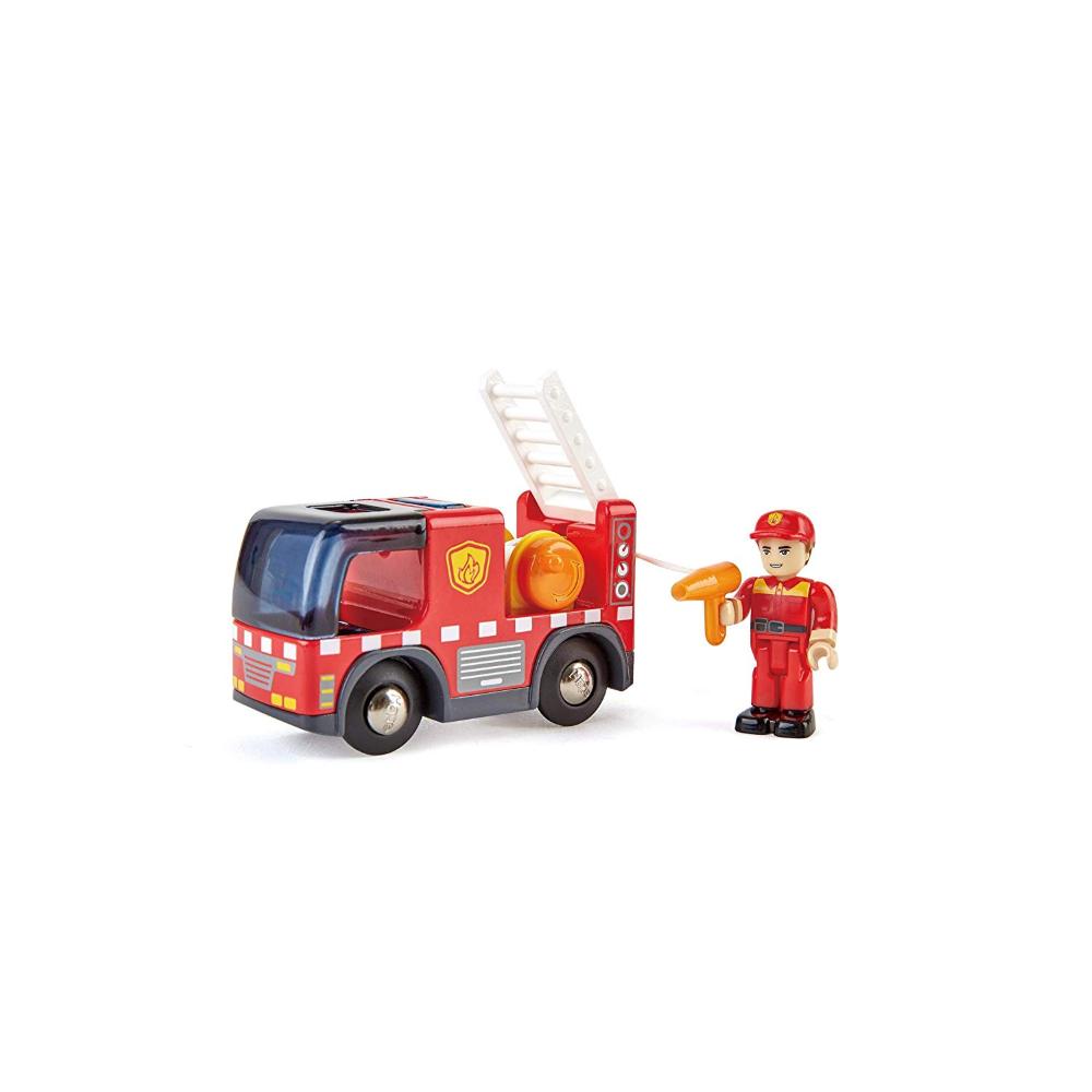 Hape Camion Dei Pompieri Ruote Libere, Con Sirena Funzionante e Personaggio