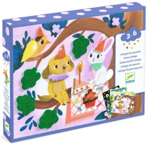 Djeco Collage di Schiuma Feste Scintillanti Kit Creativo Mosaico