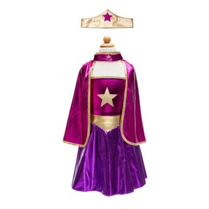 Great Pretenders Abito Super Eroina Stella Con Mantello e Fascia, Taglia Elasticizzata 5-6 anni