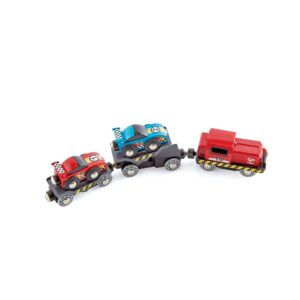 Hape Treno Locomotore Con Carrozze Trasporto Auto Da Corsa