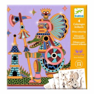 Djeco Guerrieri Animali Kit Colorazione Artistica con Bordi Oro in Rilievo