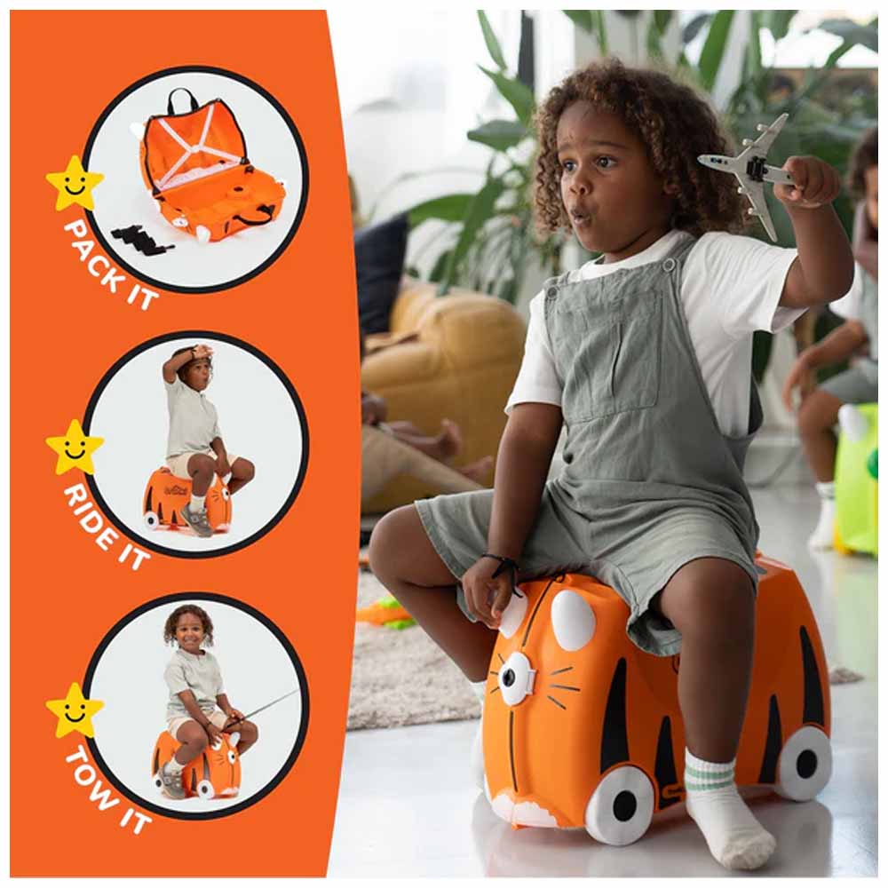 Trunki Valigia Cavalcabile Con Ruote, Tiger Arancio