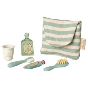 Maileg, Set Accessori Bagno In Borsa, Topo Blu