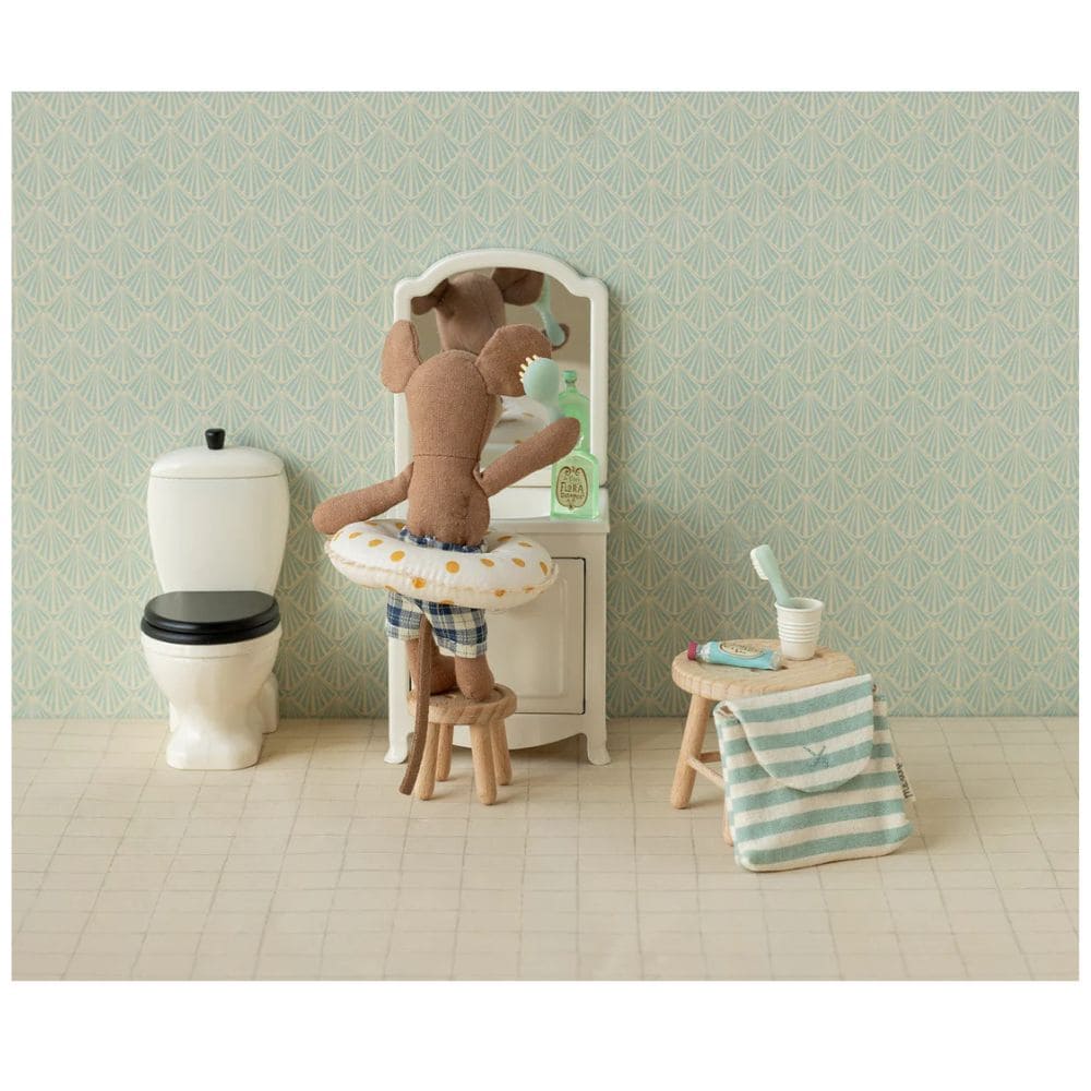 Maileg, Set Accessori Bagno In Borsa, Topo Blu
