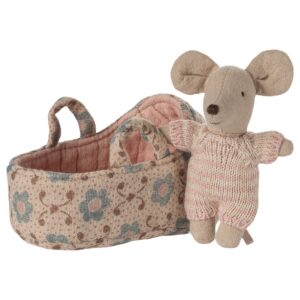 Maileg, Topolino Neonato Nella Culla - Rosa