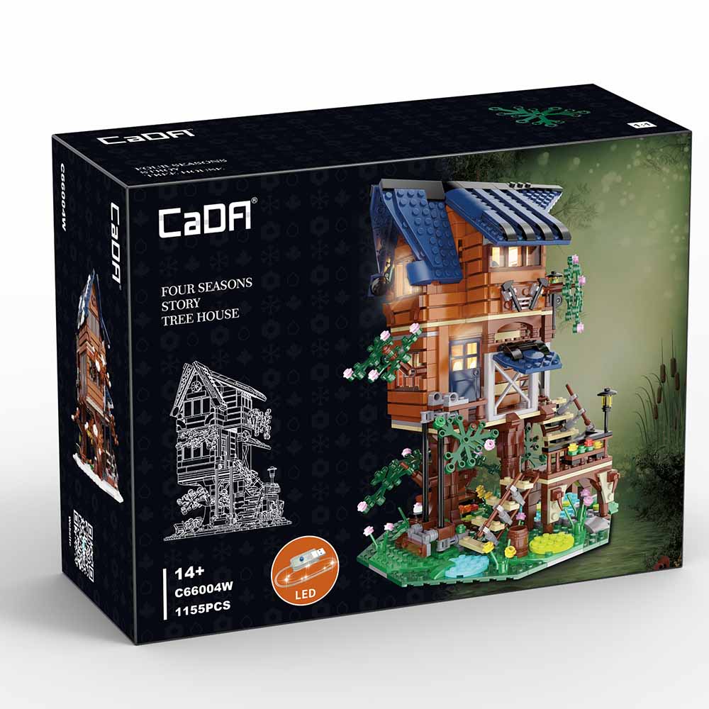Cada, Four Seasons Story Tree House con Luci LED, Set Costruzione 1155 Pezzi
