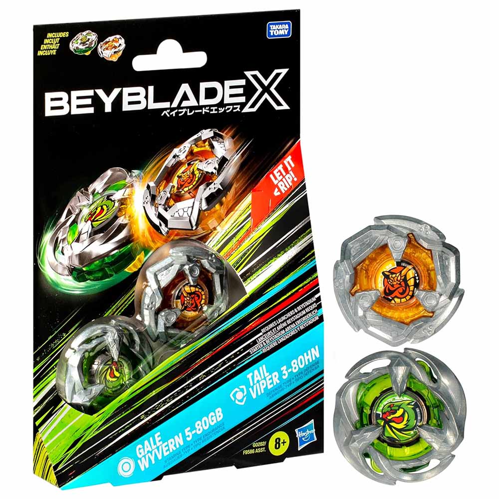 Hasbro Beyblade X Top Dual, Solo Trottola, Gale Wyvern 5-80GB And Tail Viper 3-80HN