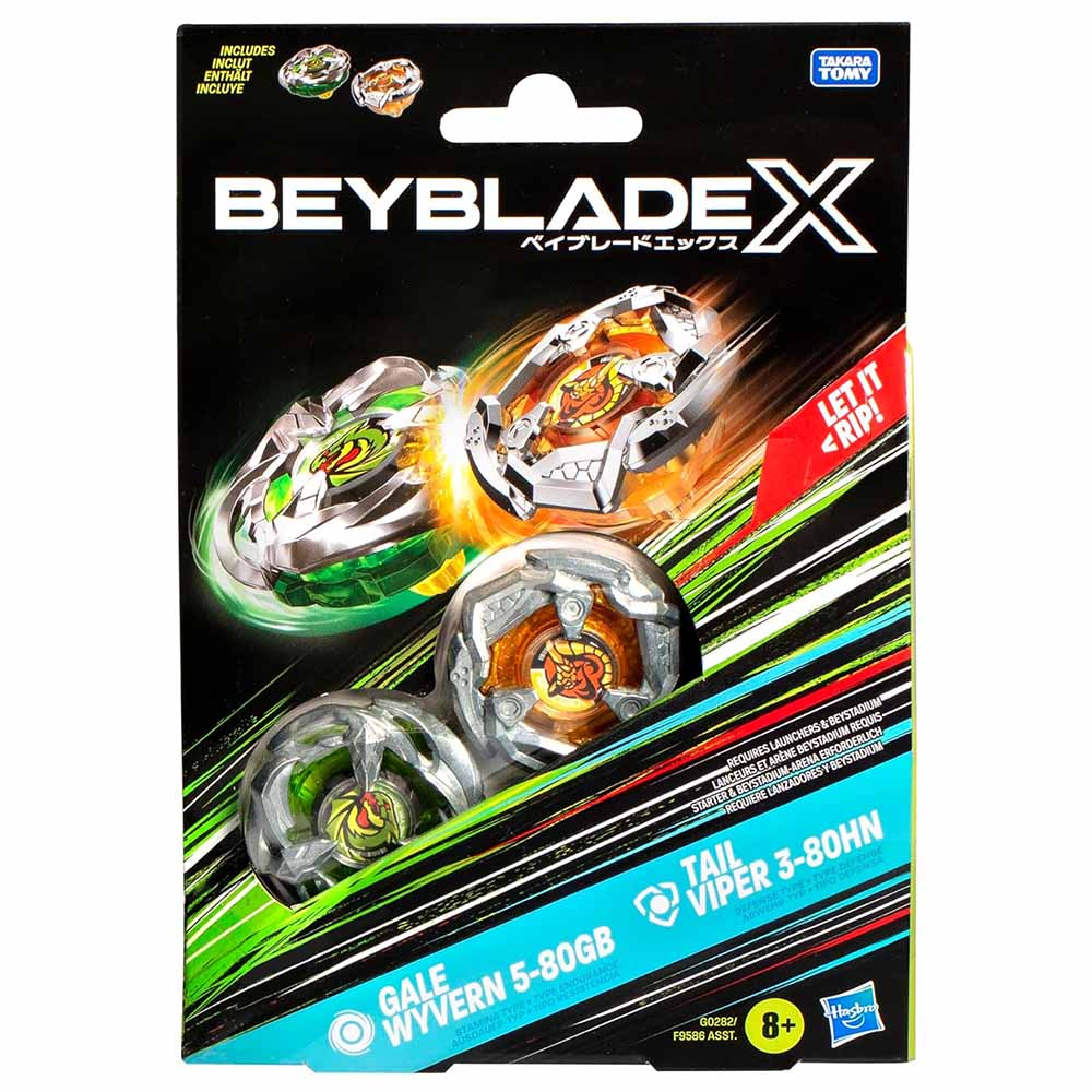 Hasbro Beyblade X Top Dual, Solo Trottola, Gale Wyvern 5-80GB And Tail Viper 3-80HN