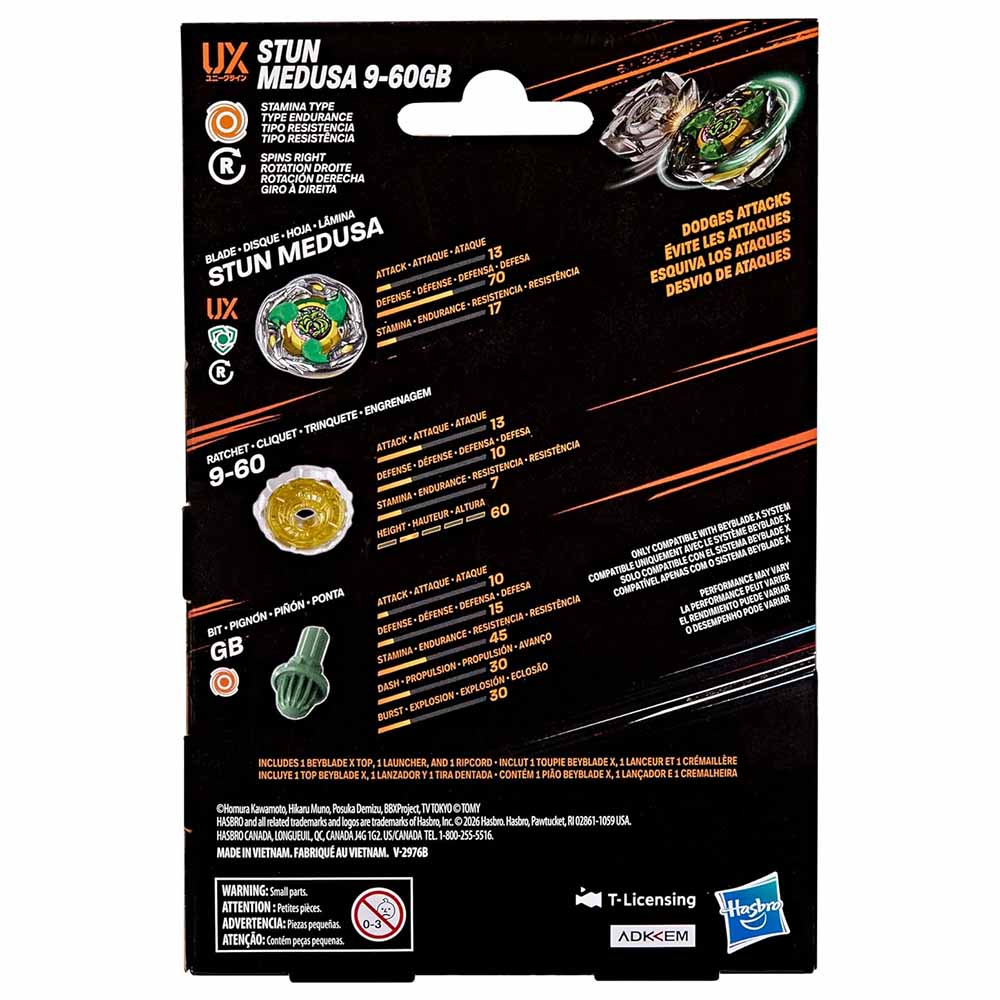 Hasbro Beyblade X, Trottola Con Lanciatore, Stun Medusa 9-60GB