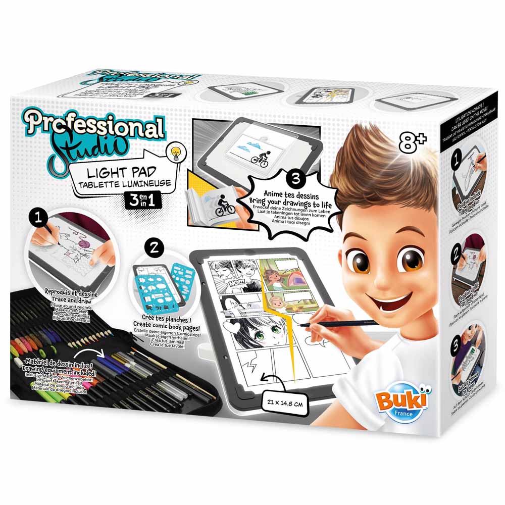 Buki Tablet Luminoso 3 In 1, Studio Creativo Professionale per Disegno Manga e Flipbook