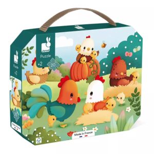 Janod Puzzle Per Bambini In Valigetta Rettangolare 20 Pz, Benvenuti Nell'Aia