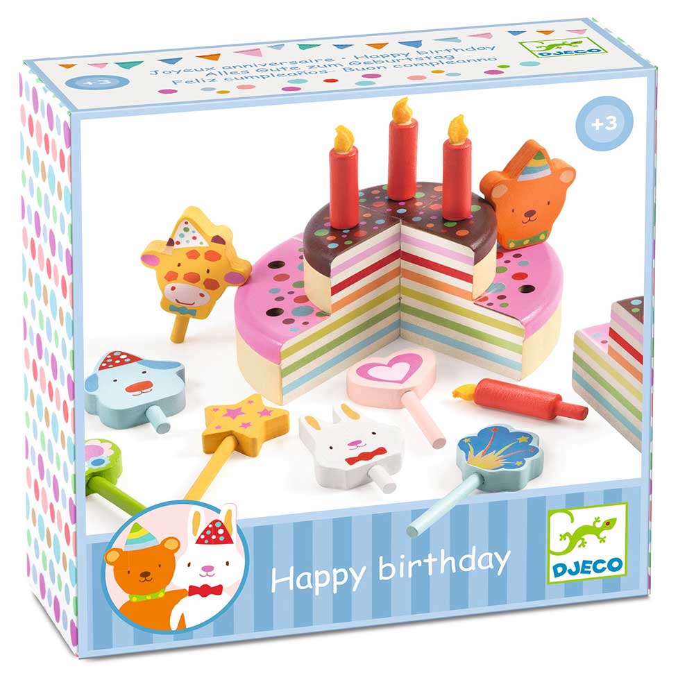 Djeco Happy Birthday - Set per Decorare la Rainbow Cake