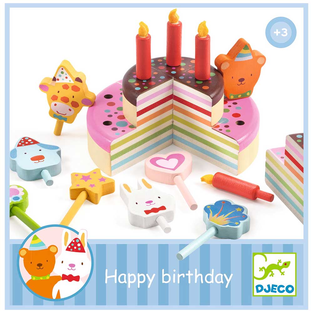 Djeco Happy Birthday - Set per Decorare la Rainbow Cake