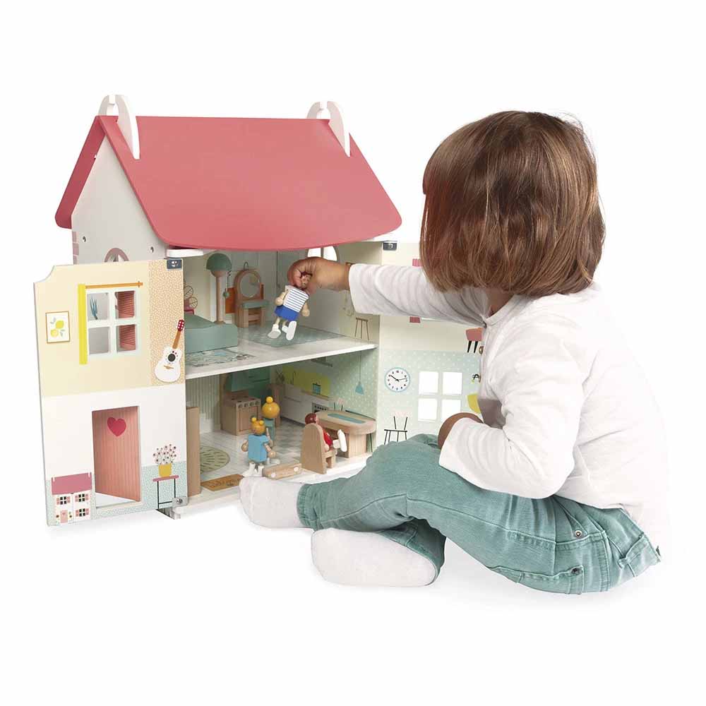 Janod Casa Delle Bambole In Legno Con Arredi e Famiglia