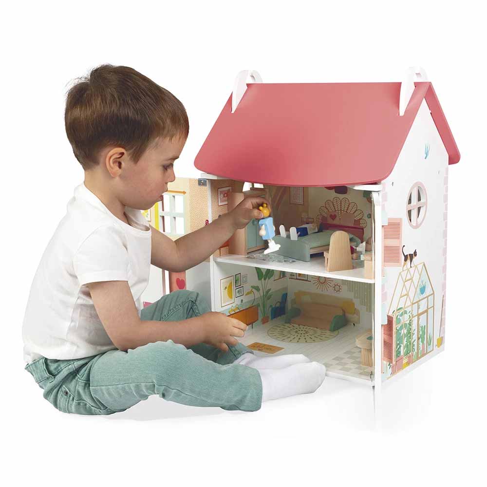 Janod Casa Delle Bambole In Legno Con Arredi e Famiglia