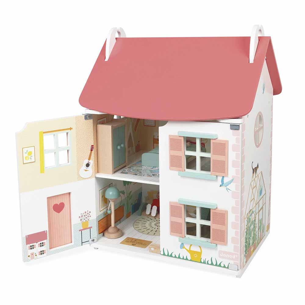 Janod Casa Delle Bambole In Legno Con Arredi e Famiglia