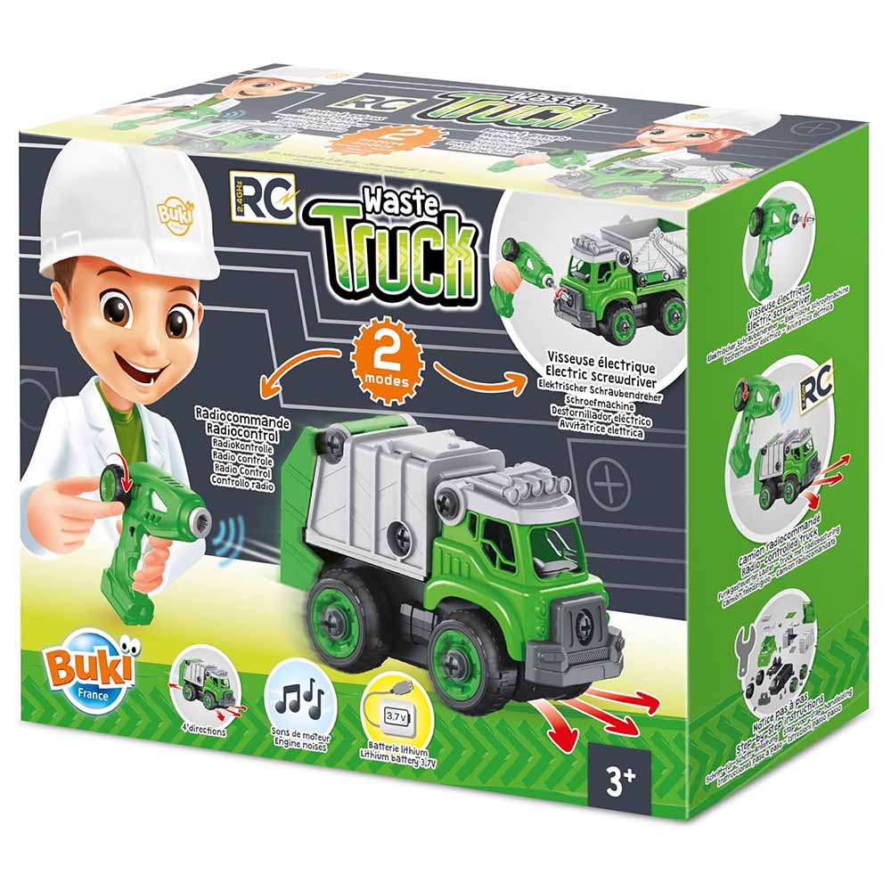 Buki Camion Dei Rifiuti RC Monta e Smonta Con Avvitatore