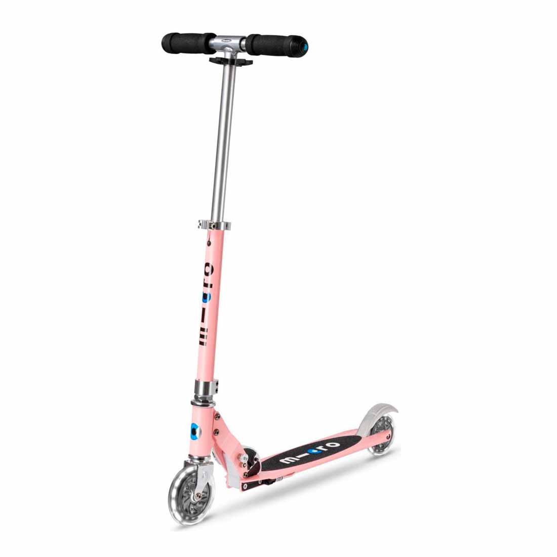 Micro Monopattino Pieghevole, Portata 100Kg, Sprite Led Rosa Neon