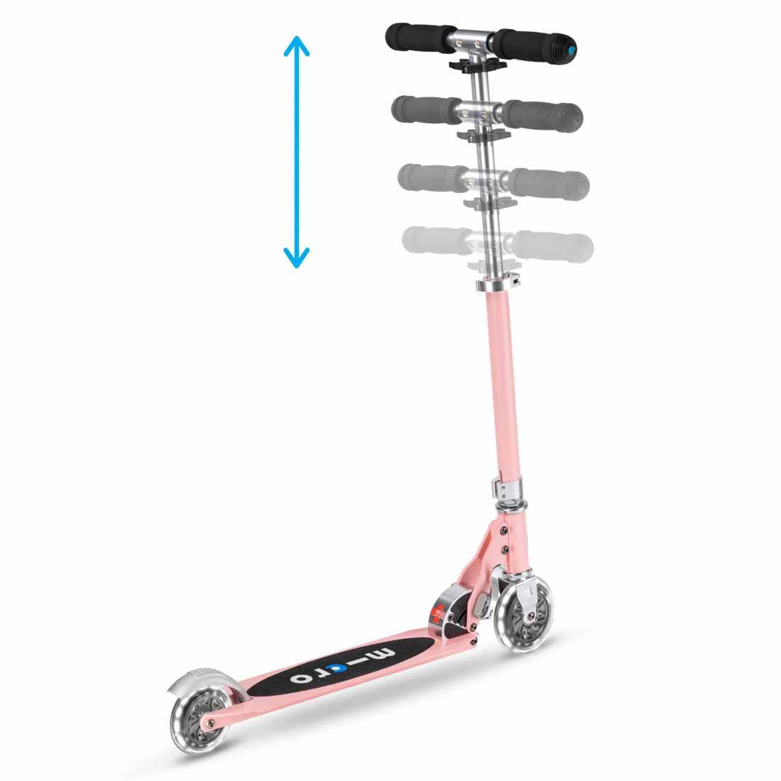 Micro Monopattino Pieghevole, Portata 100Kg, Sprite Led Rosa Neon