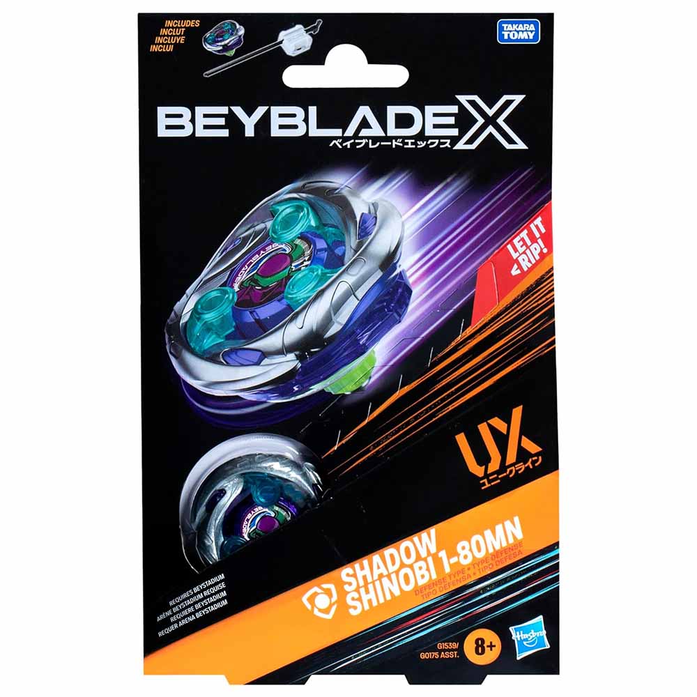 Hasbro Beyblade X, Trottola Con Lanciatore, UX Shadow Shinobi 1-80MN