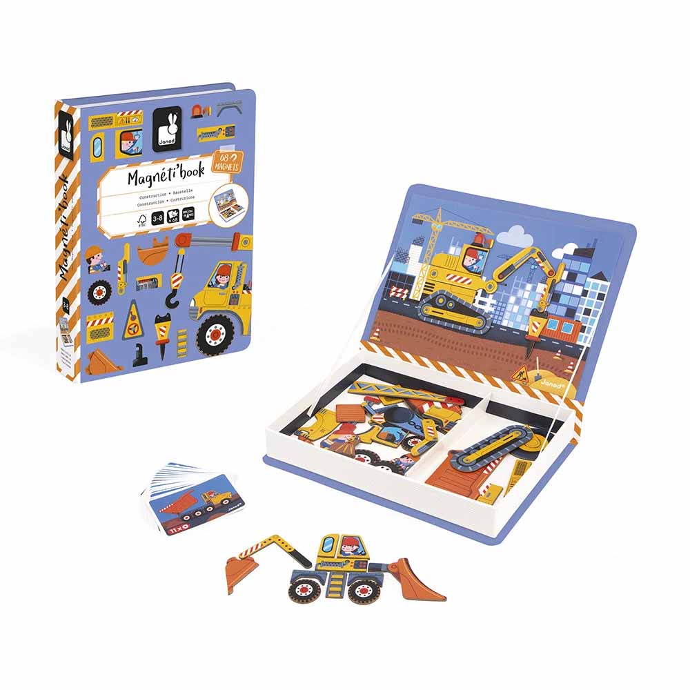 Janod Gioco Didattico Magnetico, Contenitore a Libro, Tema Costruzione